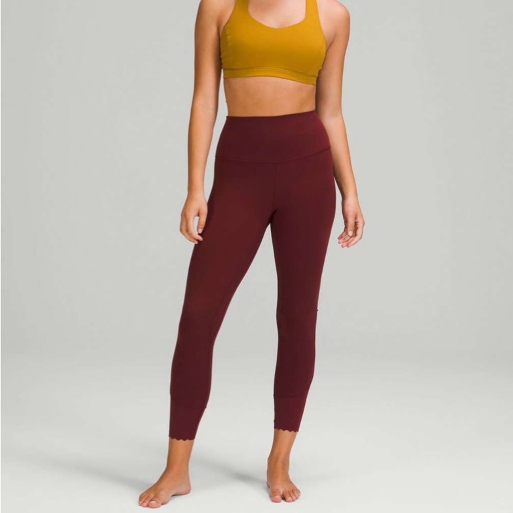 Lululemon Align Scalloped Hem High-Rise Pant 25". Size 4. Red Merlot.